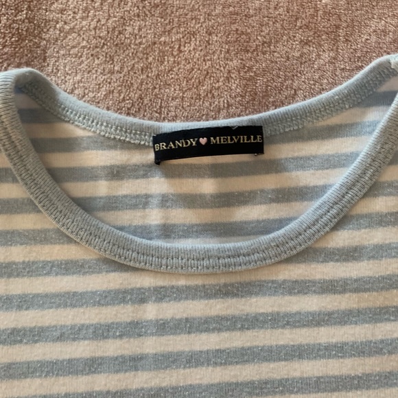 Brandy Melville Striped Baby blue Tee - Picture 2 of 3